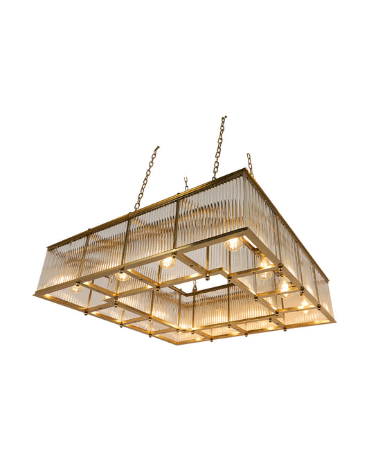 Golden Grid Linear Chandelier