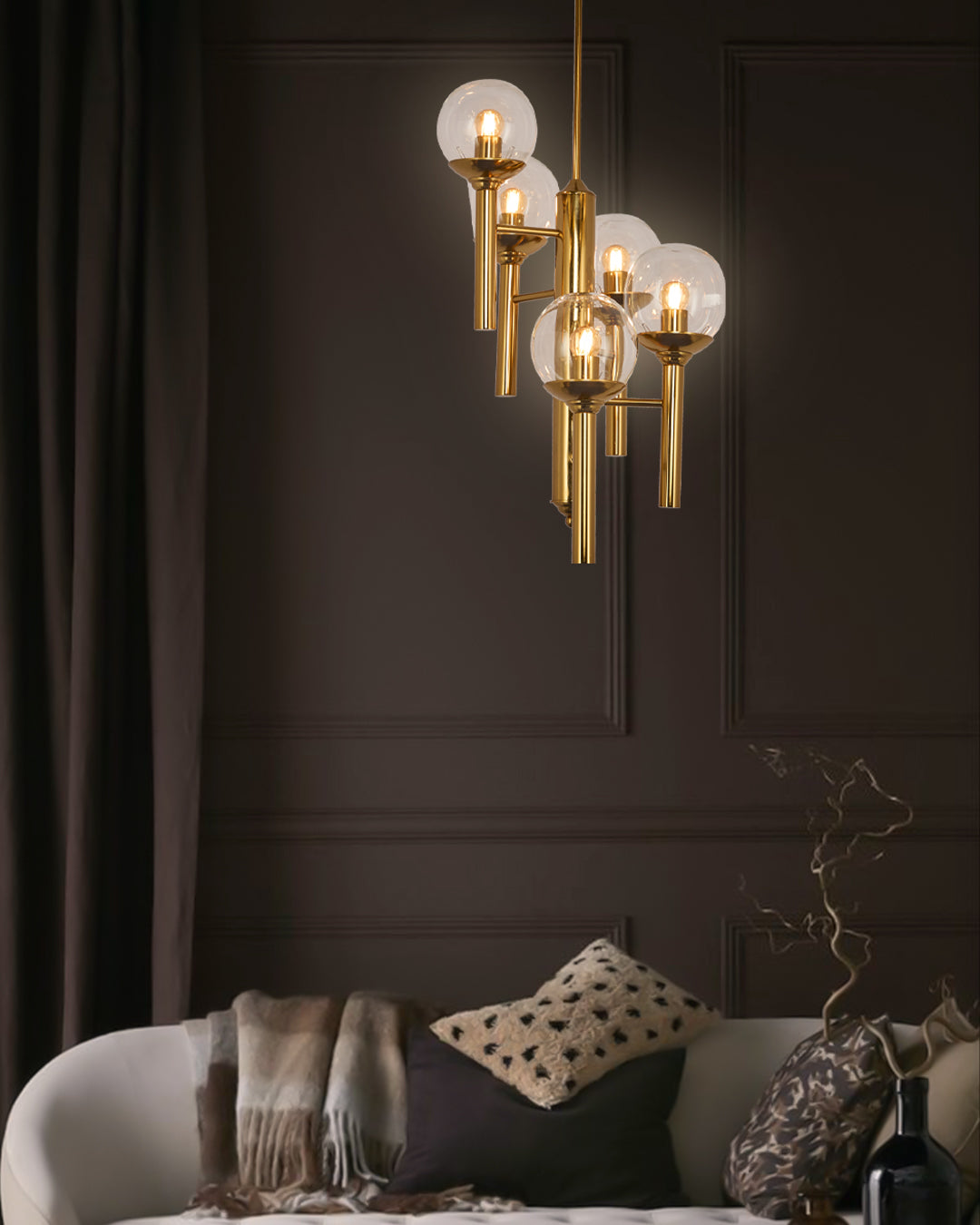 Golden Orb Cluster Chandelier